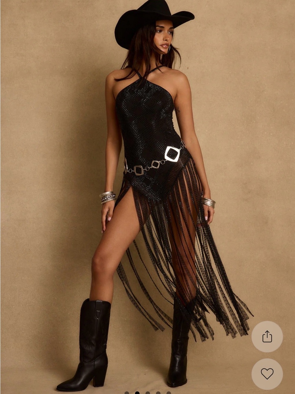 12th Tribe Black Wisteria Fringe Maxi Dress - Picture 2 of 5